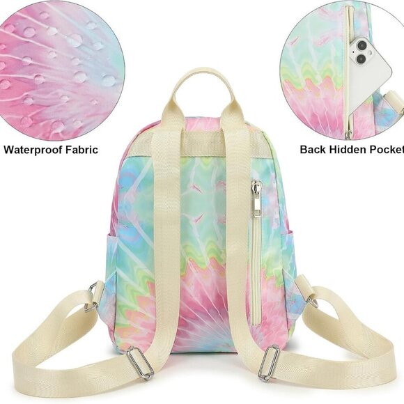 Girls Mini Backpack Waterproof Tie Dye Small Purse for Women Teens Kids Travel